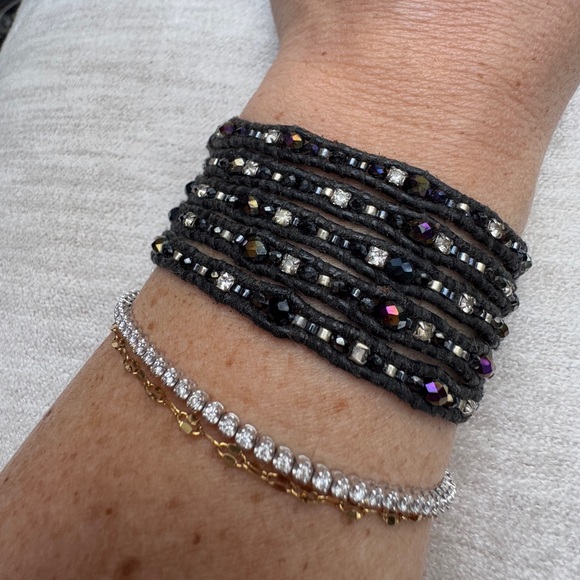 Chan Luu Wrap Bracelet Silver and Beaded Black - Picture 3 of 5